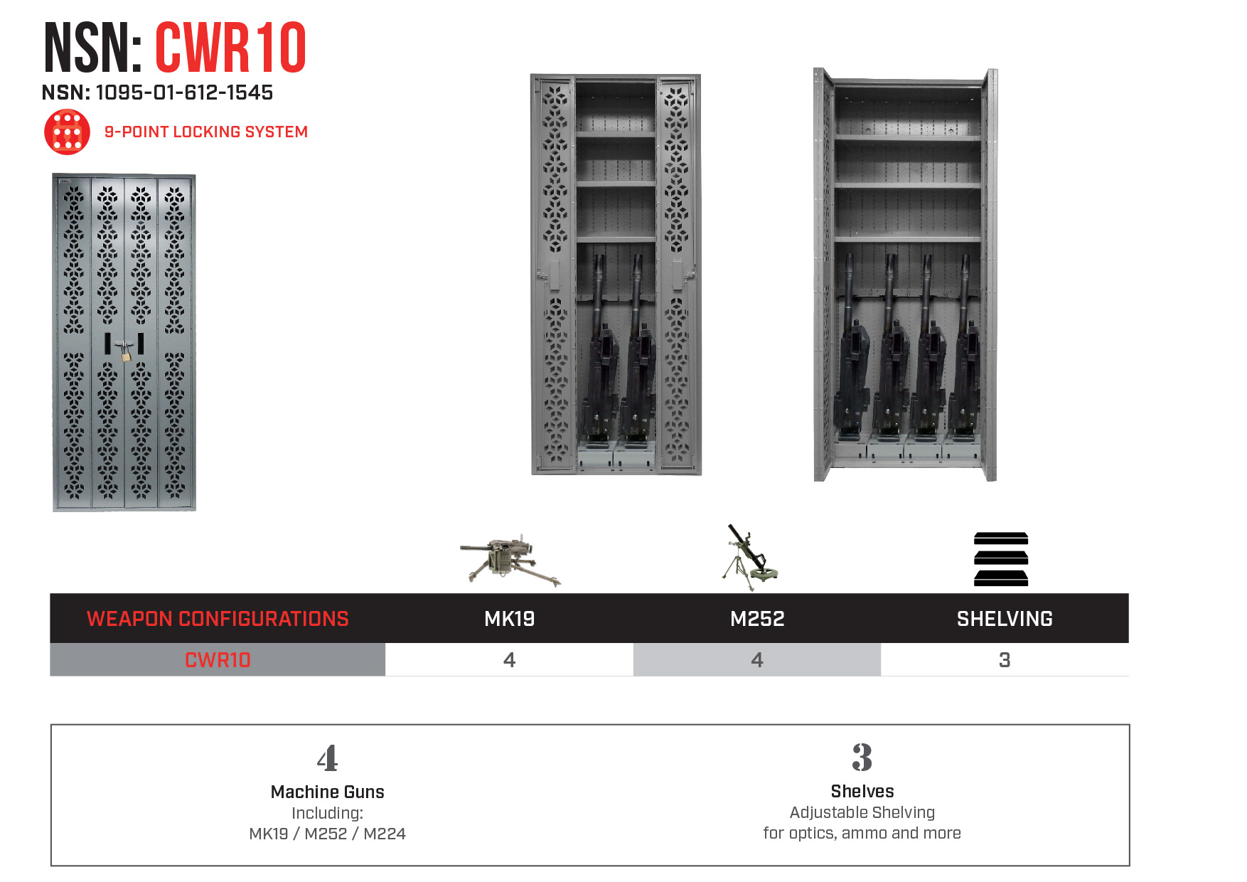 Weapon Rack CWR10 - NSN: 1095-01-612-1545