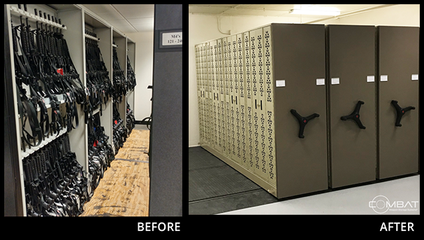 Before & After - Replacing Weapon Shelving with Combat Mobile Weapon Storage System